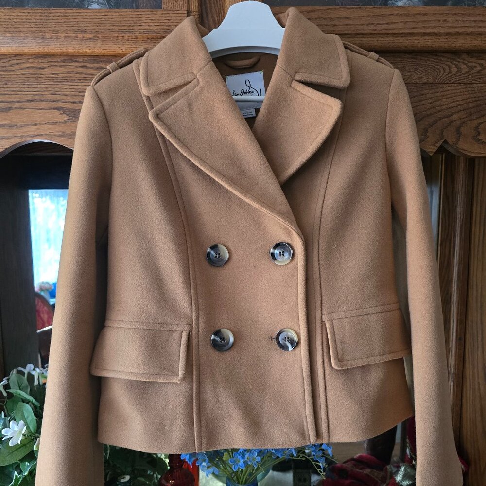 Sam Edelman Solid Felted Crop Peacoat, Camel XS